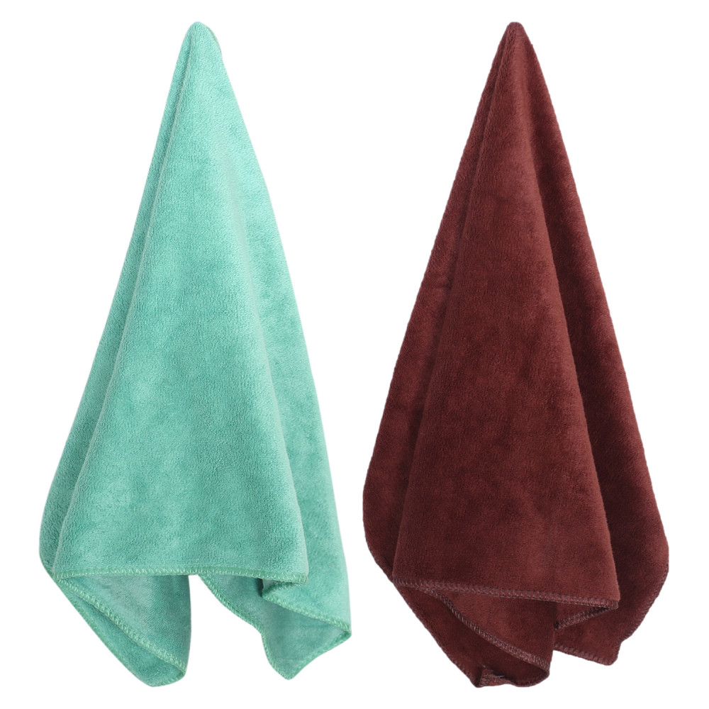 Kuber Industries Cleaning Cloths|Microfiber Highly Absorbent Wash Towels for Kitchen,Car,Window,24 x 16 Inch,Pack of 2 (Green &amp; Brown)
