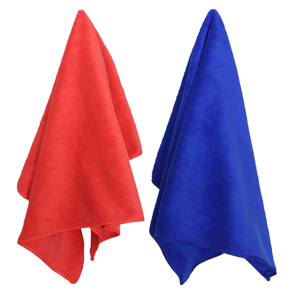 Kuber Industries Cleaning Cloths|Microfiber Highly Absorbent Wash Towels for Kitchen,Car,Window,24 x 16 Inch,Pack of 2 (Red &amp; Blue)