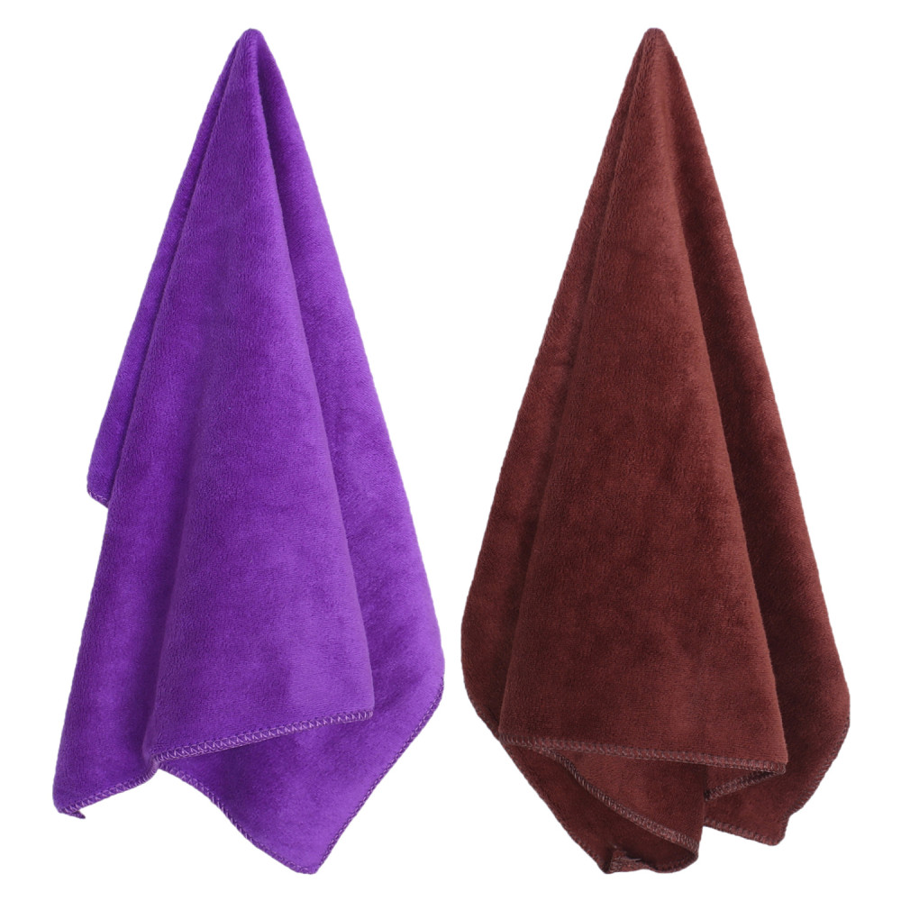 Kuber Industries Cleaning Cloths|Microfiber Highly Absorbent Wash Towels for Kitchen,Car,Window,24 x 16 Inch,Pack of 2 (Purple &amp; Brown)