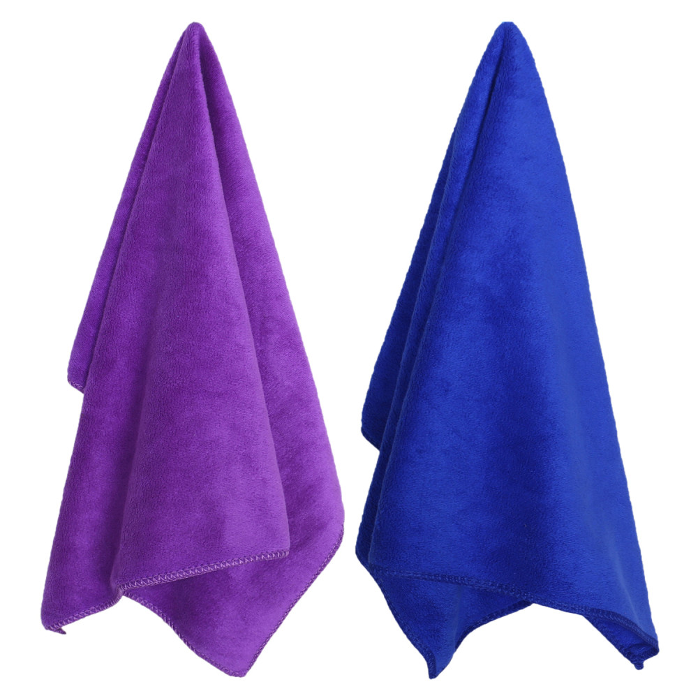 Kuber Industries Cleaning Cloths|Microfiber Highly Absorbent Wash Towels for Kitchen,Car,Window,24 x 16 Inch,Pack of 2 (Purple &amp; Blue)