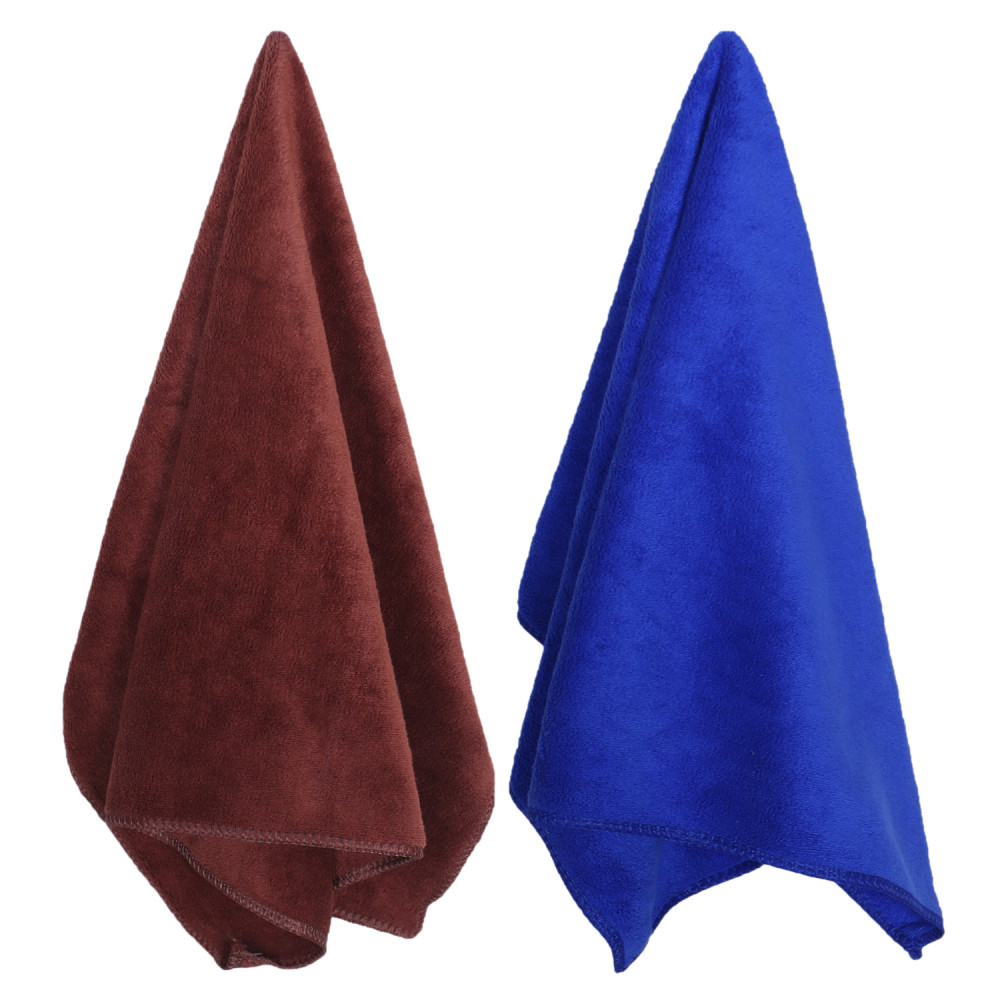 Kuber Industries Cleaning Cloths|Microfiber Highly Absorbent Wash Towels for Kitchen,Car,Window,24 x 16 Inch,Pack of 2 (Brown &amp; Blue)