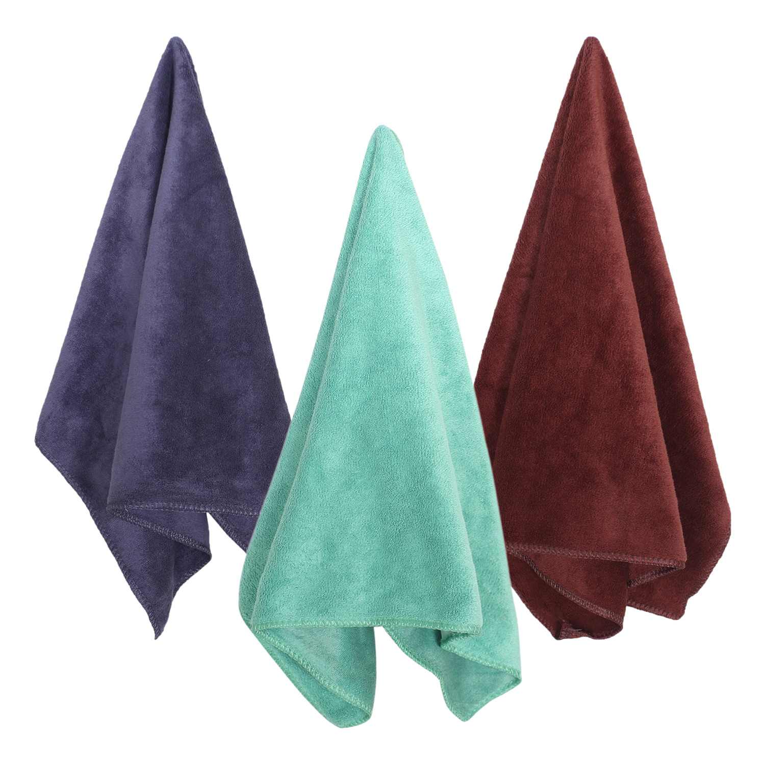 Kuber Industries Cleaning Cloths|Microfiber Highly Absorbent Wash Towels for Kitchen,Car,Window,24 x 16 Inch,Pack of 3 (Green,Gray & Brown)