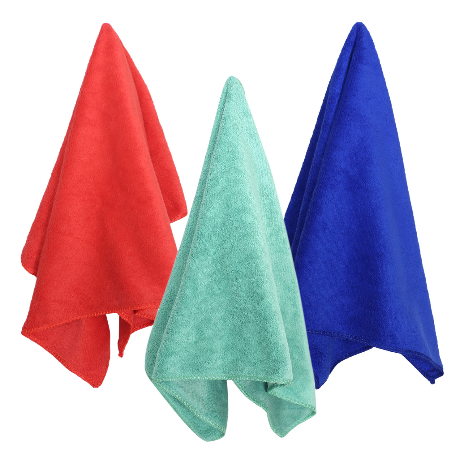 Kuber Industries Cleaning Cloths|Microfiber Highly Absorbent Wash Towels for Kitchen,Car,Window,24 x 16 Inch,Pack of 3 (Green,Blue & Red)