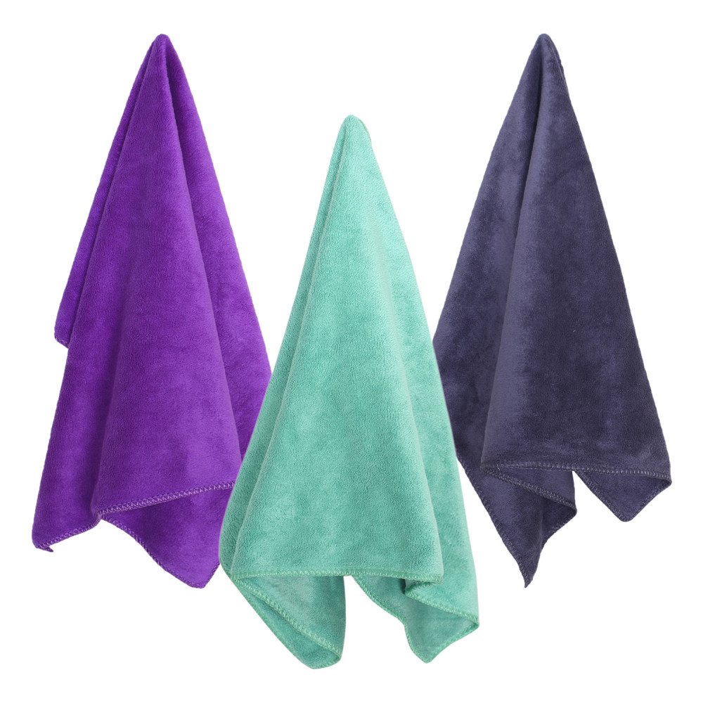 Kuber Industries Cleaning Cloths|Microfiber Highly Absorbent Wash Towels for Kitchen,Car,Window,24 x 16 Inch,Pack of 3 (Green,Purple &amp; Gray)