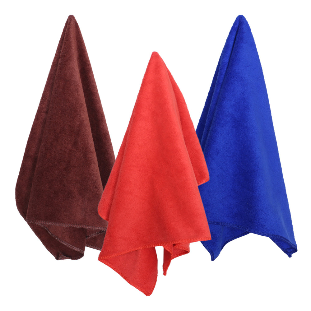 Kuber Industries Cleaning Cloths|Microfiber Highly Absorbent Wash Towels for Kitchen,Car,Window,24 x 16 Inch,Pack of 3 (Red,Brown &amp; Blue)