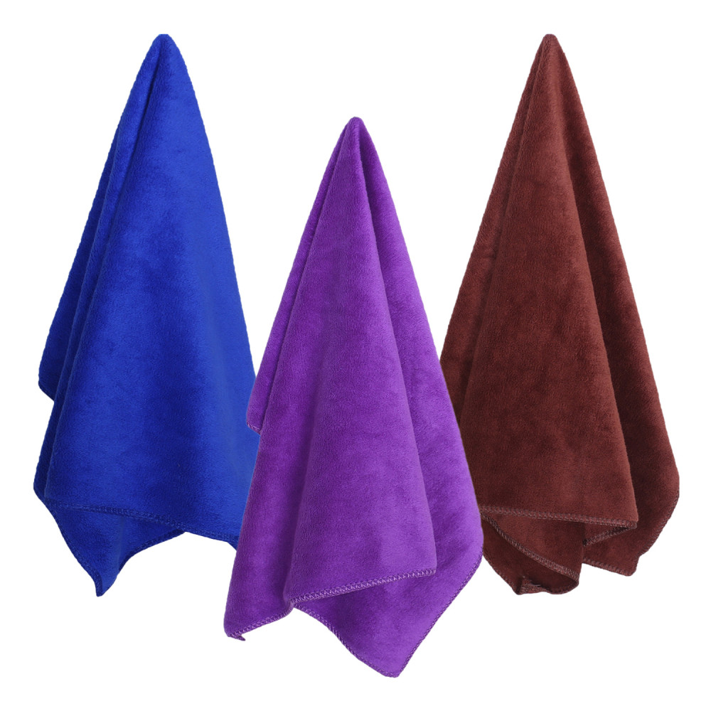 Kuber Industries Cleaning Cloths|Microfiber Highly Absorbent Wash Towels for Kitchen,Car,Window,24 x 16 Inch,Pack of 3 (Blue,Purple &amp; Brown)