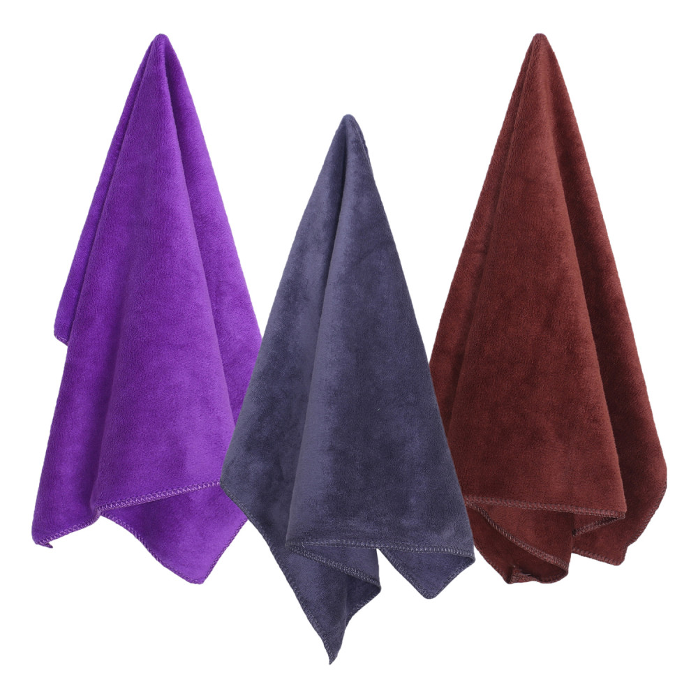 Kuber Industries Cleaning Cloths|Microfiber Highly Absorbent Wash Towels for Kitchen,Car,Window,24 x 16 Inch,Pack of 3 (Brown,Gray &amp; Purple)