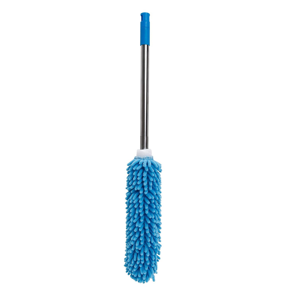 Kuber Industries Cleaning Duster for Ceiling Fan with Long Rod | Washable &amp; Reusable | Dusting Brush for Home Cleaning | Dust Cleaner | Microfiber Duster for Home Cleaning | 64cm Long (Blue)