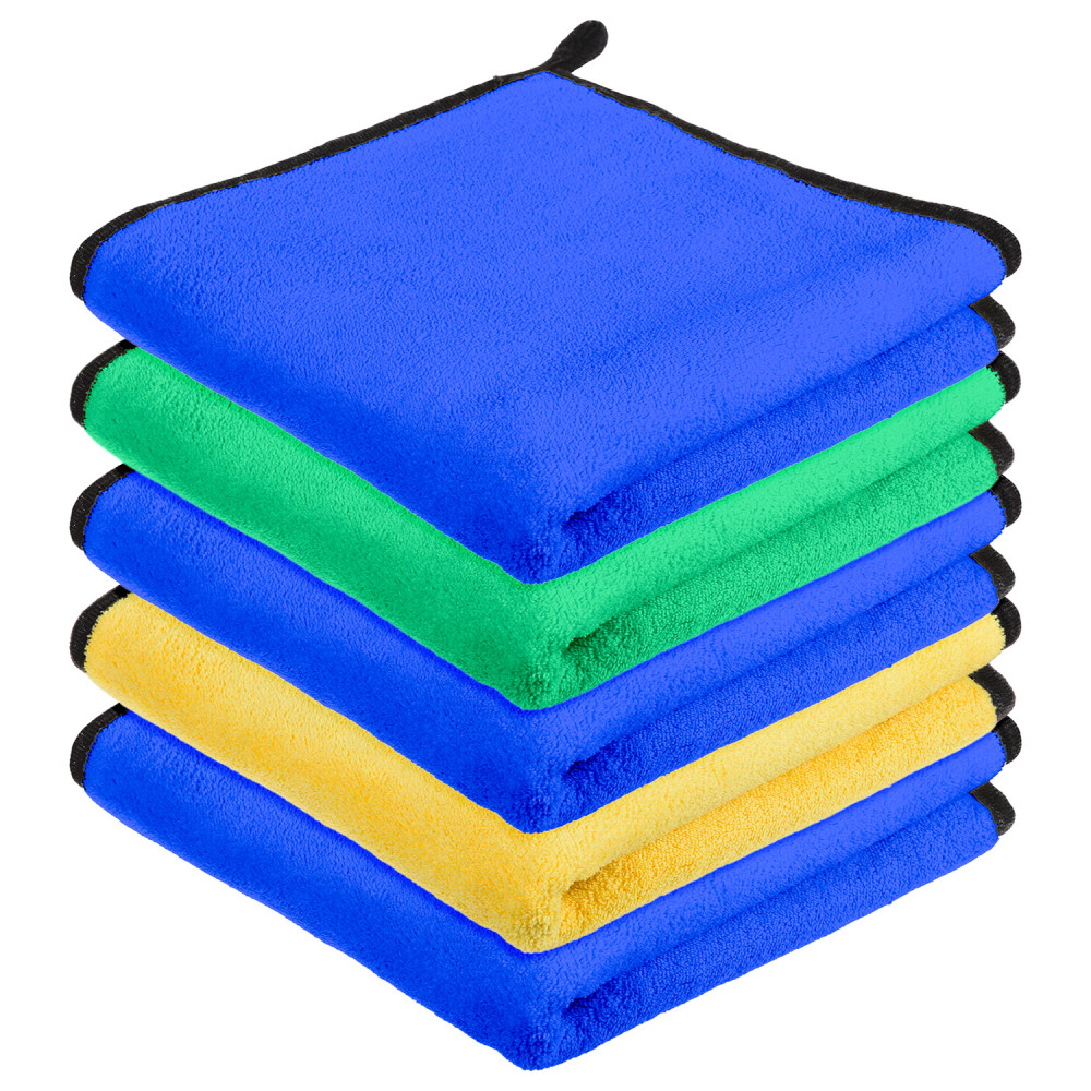 Kuber Industries Cleaning Towel | Reusable Cleaning Cloths for Kitchen | Duster Towel for Home Cleaning | 400 GSM Cleaning Cloth Towel with Hanging Loop | 40x60 | Pack of 5 | Multi
