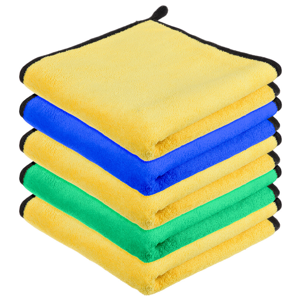 Kuber Industries Cleaning Towel | Reusable Cleaning Cloths for Kitchen | Duster Towel for Home Cleaning | 400 GSM Cleaning Cloth Towel with Hanging Loop | 40x60 | Pack of 5 | Multi
