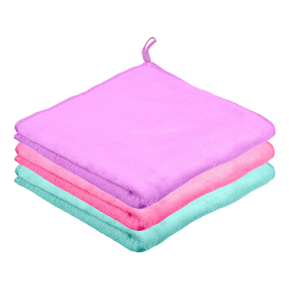 Kuber Industries Cleaning Towel | Reusable Cleaning Cloths for Kitchen | Duster Towel for Home Cleaning | 350 GSM Cleaning Cloth Towel with Hanging Loop | 40x40 | Pack of 3 | Multi