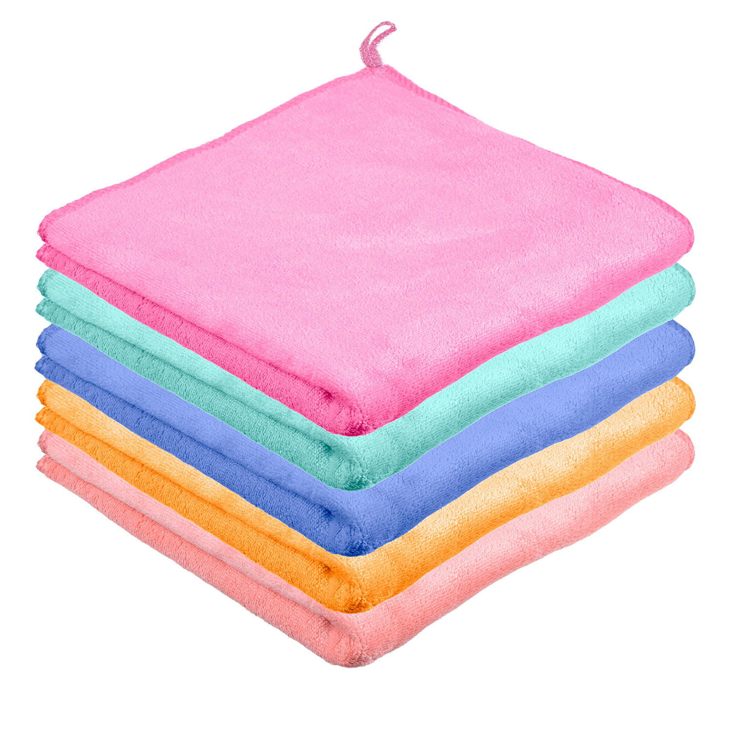 Kuber Industries Cleaning Towel | Reusable Cleaning Cloths for Kitchen | Duster Towel for Home Cleaning | 350 GSM Cleaning Cloth Towel with Hanging Loop | 40x40 | Pack of 5 | Multi