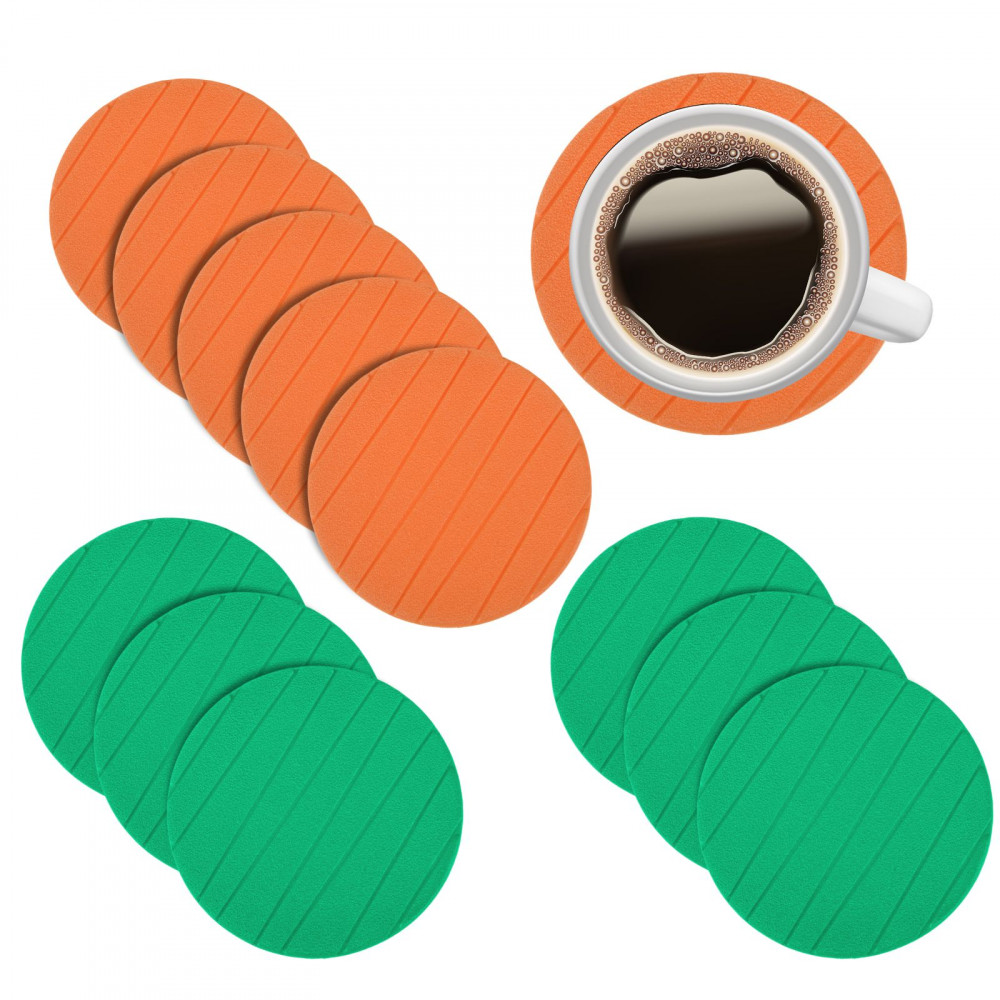 Kuber Industries Coaster | Tea Coasters for office Table | Foam Tea Coasters for Kitchen | Coasters for Dining Table | Office Desk Coasters | Round Lining-Design Coaster | 12 Piece Set | Multicolor