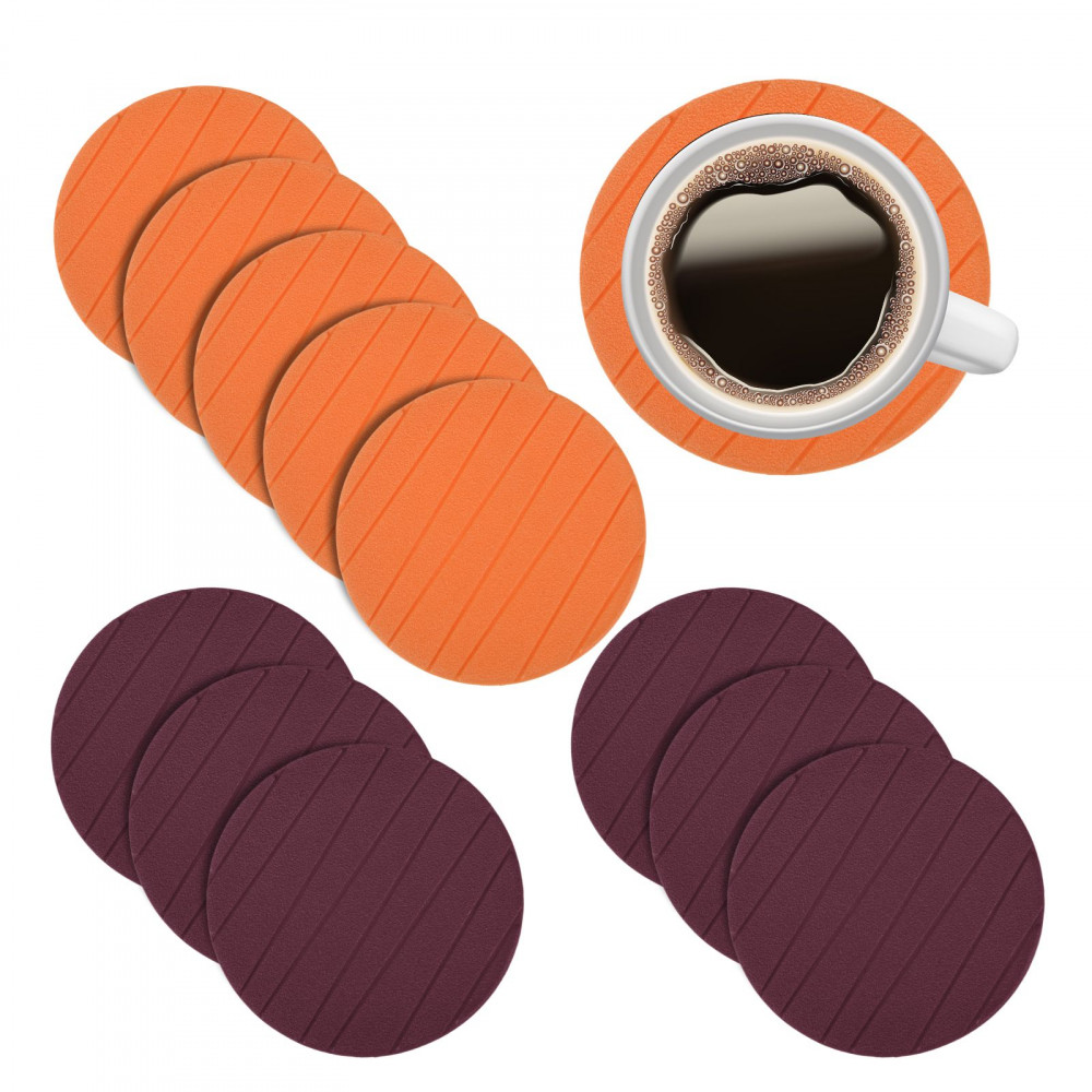 Kuber Industries Coaster | Tea Coasters for office Table | Foam Tea Coasters for Kitchen | Coasters for Dining Table | Office Desk Coasters | Round Lining-Design Coaster | 12 Piece Set | Multicolor