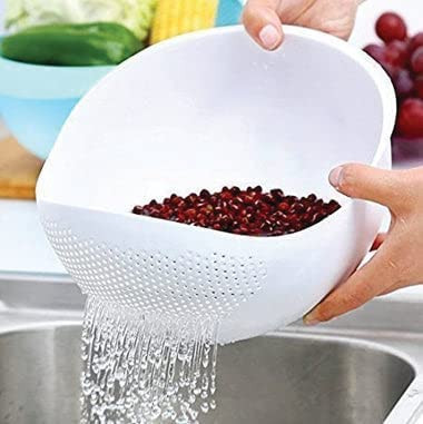 Kuber Industries Colander|Durable Plastic Unbreakable Strainer|BPA Free Washing Bowl for Rice, Pulses, Fruits, Vegetable, Noodles,Pasta Washing Bowl,(Green)