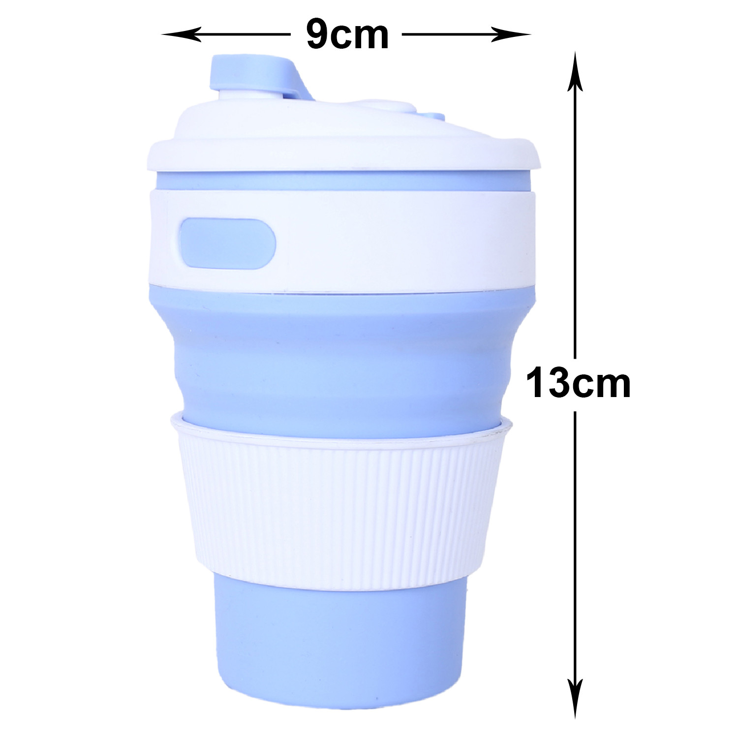 Kuber Industries Collapsible Coffee Cup|Silicone Portable Travel Coffee Mug|Camping Cup with Lid for Travel,Hiking Outdoors,350 ML,(Sky Blue)