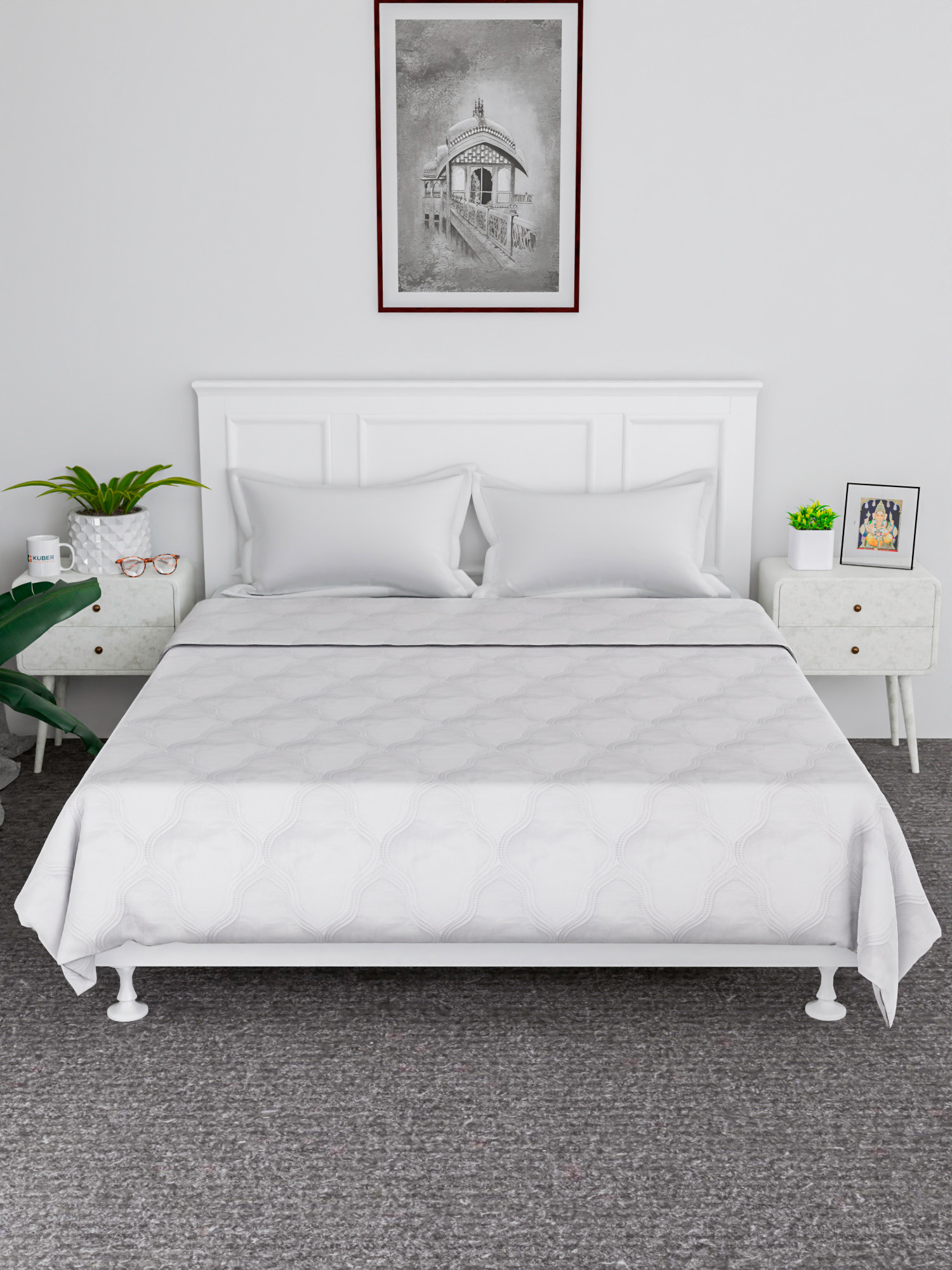 Kuber Industries Comforter | Microfiber Blanket for Summer | Blanket for Winter | Quilted Blanket Cover | Reversible Comforter | Blanket for Double Bed | White
