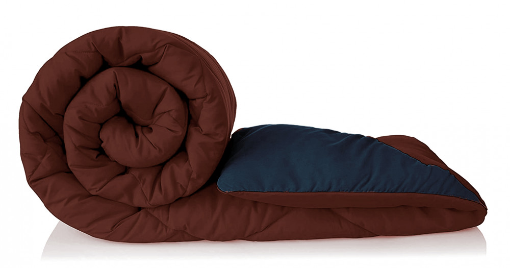 Kuber Industries Comforter for Double Bed|Microfiber Winter Comforter for Double Bed|220 GSM Reversible Comforter|AC Quilt|Dohar|Blanket |Brown &amp; Navy Blue