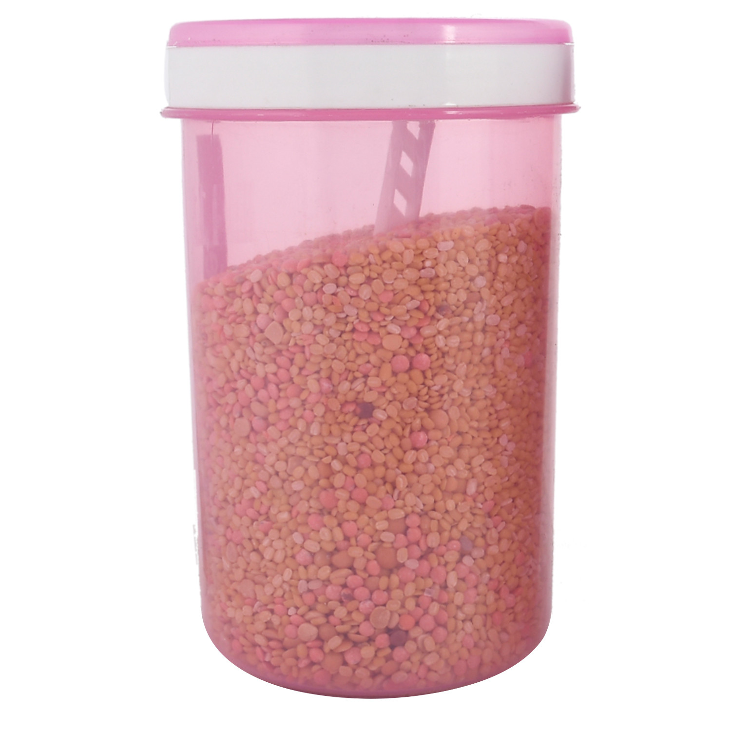 Kuber Industries Containers Set for Kitchen|BPA-Free Plastic 1500 ML Storage Containers Set With Spoon for Kitchen (Pink)
