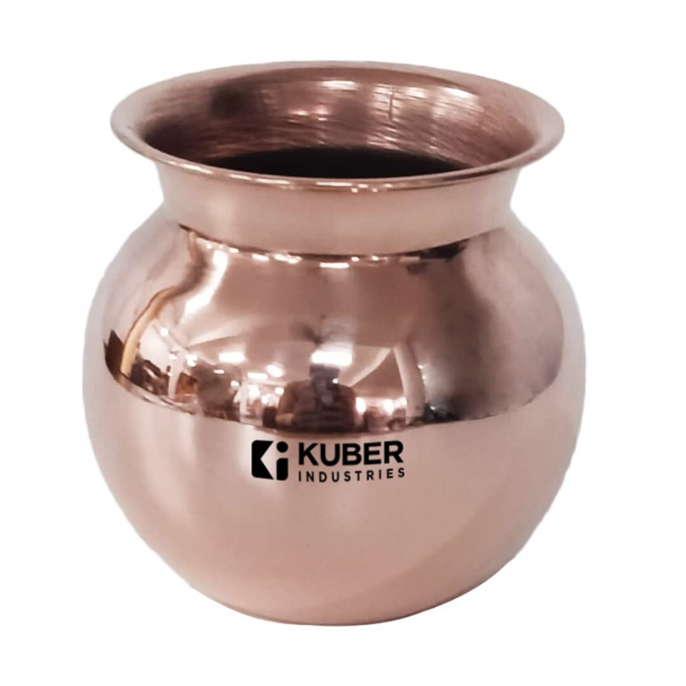 Kuber Industries Copper Lota | Kalash for Puja | BPA Free, Non Toxic,Copper | Rustproof &amp; Durable | With Added Health Benefits of Copper | User Friendly Design &amp; Easy to Clean | 500 ML