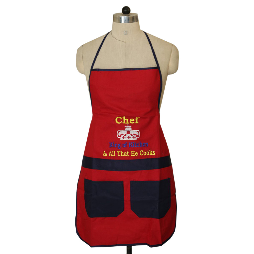 Kuber Industries Cotton Oil Resistant Cooking Kitchen Apron for Men &amp; Women (Red)