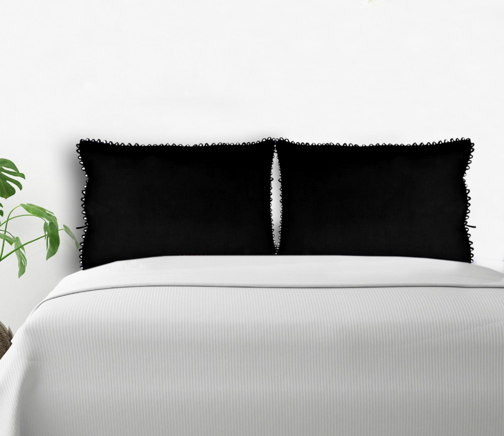 Kuber Industries Cotton Pillow Cover Set-17&quot;x24&quot; (Black) Luxury Pillow Covers-KUBMART3372