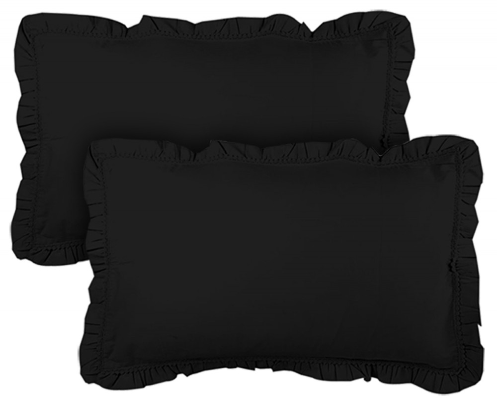 Kuber Industries Cotton Pillow Cover Set-18&quot;x27&quot; (Black) Luxury Pillow Covers-KUBMART3196