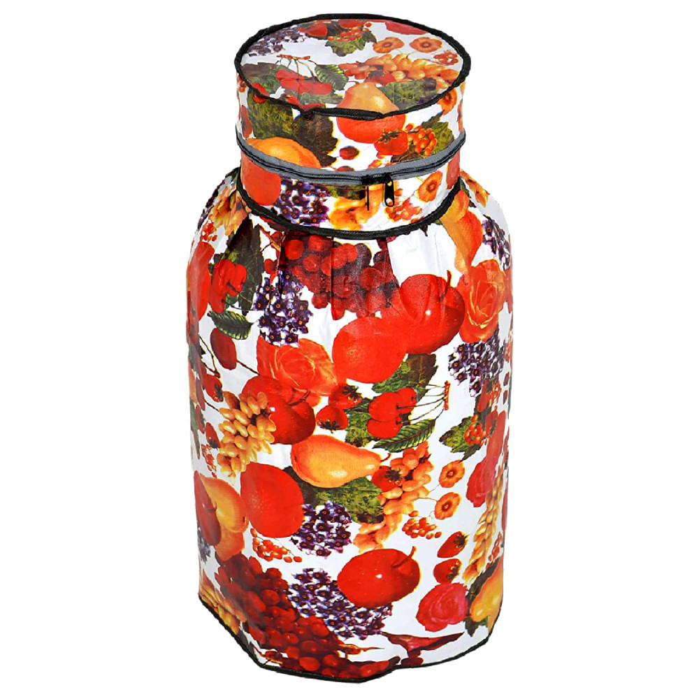 Kuber Industries Cylinder Cover | PVC LPG Cylinder Cover | Washable &amp; Dustproof | Fruit Print Cylinder Tank Cover | Kitchen Cylinder Cover | LPG Gas Tank Cover | Multicolor