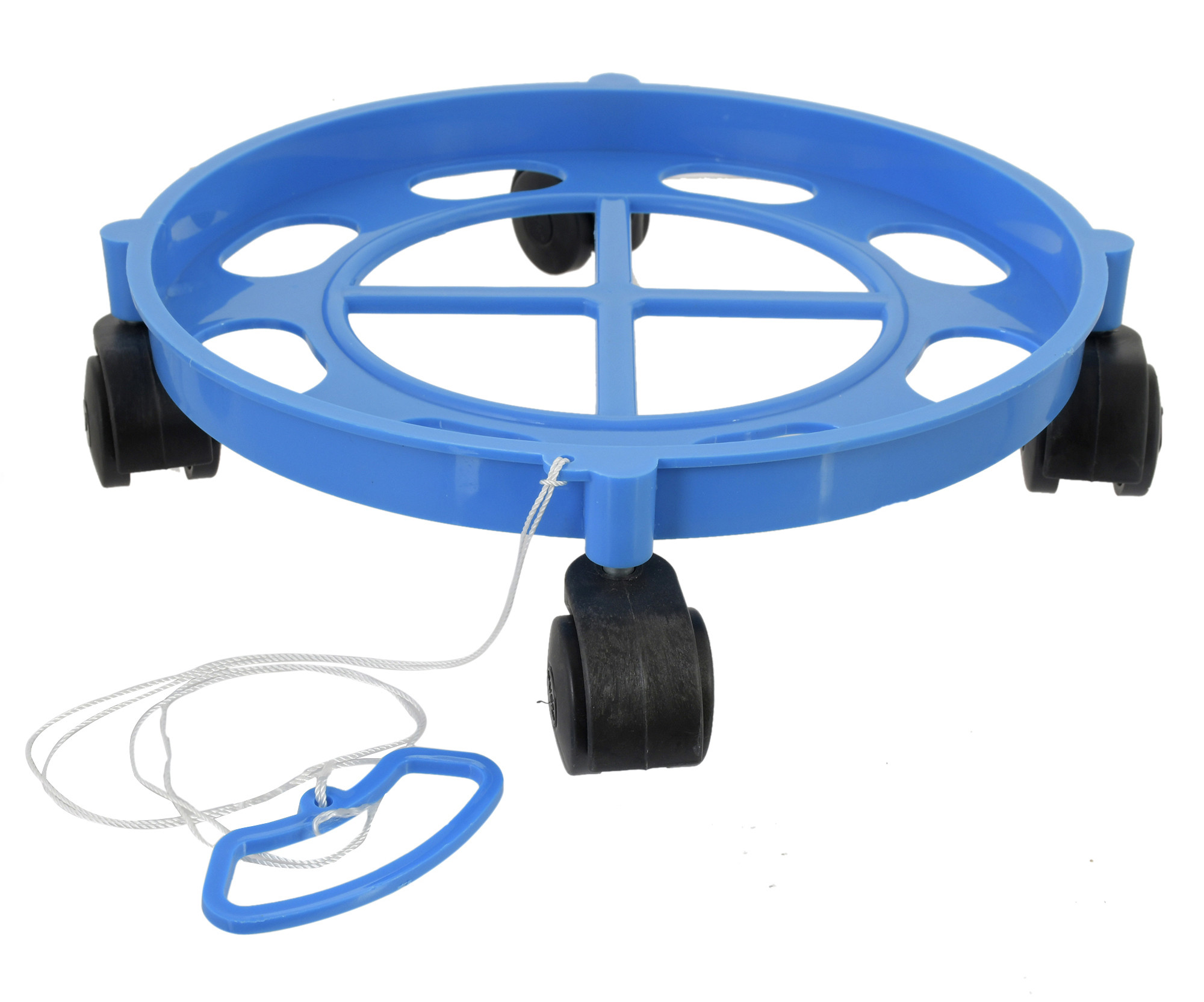 Kuber industries Cylinder Easily Movable Plastic Trolley Stand with Wheels (Blue)