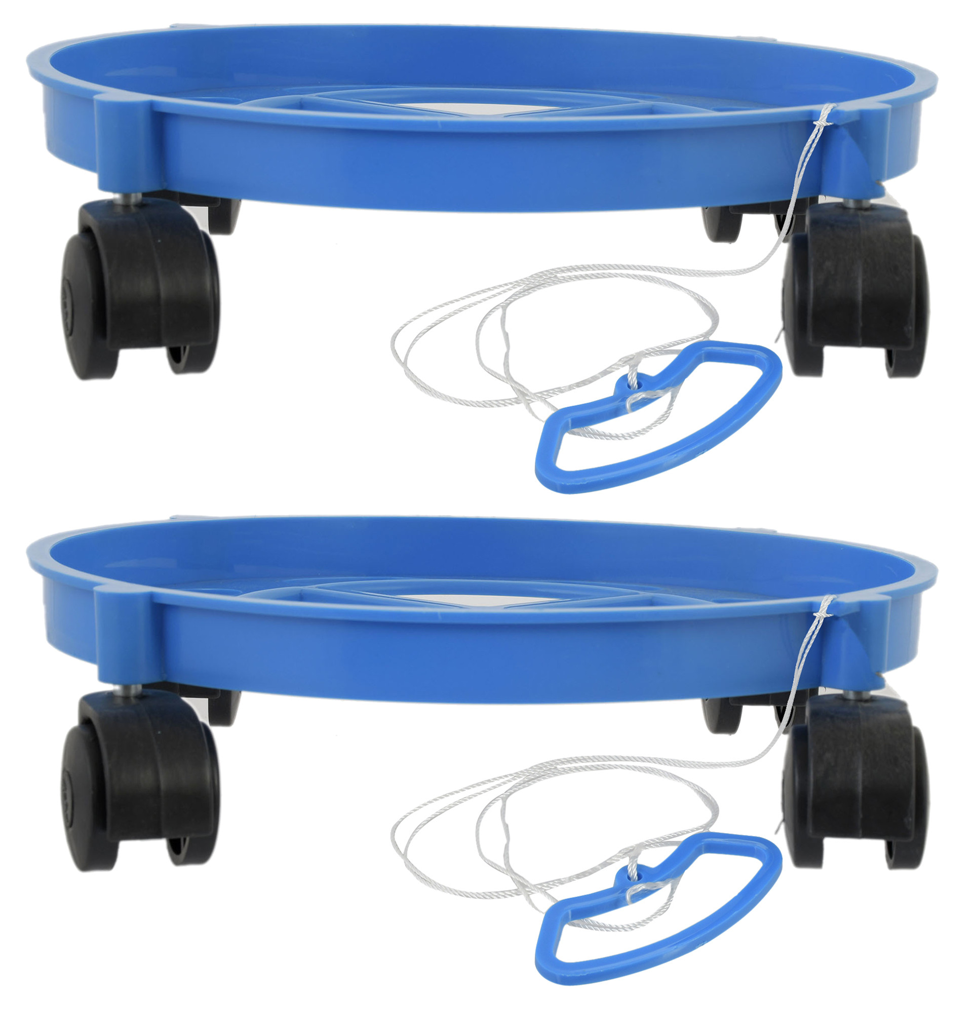 Kuber industries Cylinder Easily Movable Plastic Trolley Stand with Wheels (Blue)
