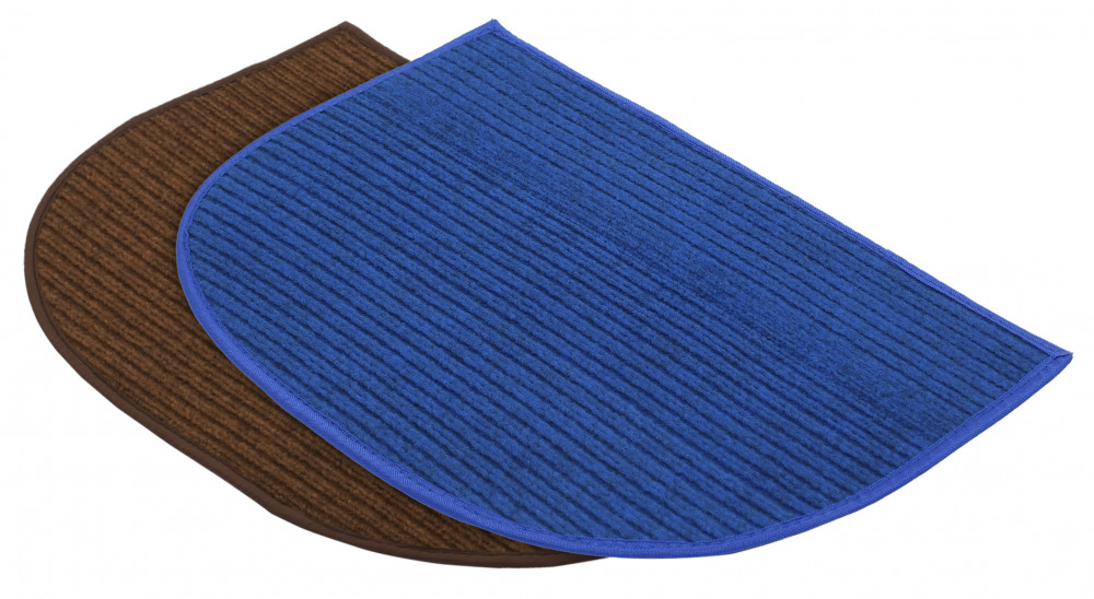 Kuber Industries D-Shape Microfiber Anti Slip 2 Pieces Door Mat (14&#039;&#039; x 23&#039;&#039;,Blue &amp; Brown)-KUBMRT12212