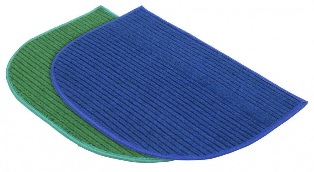 Kuber Industries D-Shape Microfiber Anti Slip 2 Pieces Door Mat (14&#039;&#039; x 23&#039;&#039;,Green &amp; Blue)-KUBMRT12204