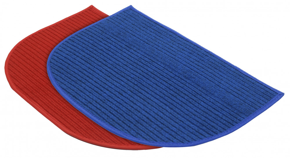 Kuber Industries D-Shape Microfiber Anti Slip 2 Pieces Door Mat (14&#039;&#039; x 23&#039;&#039;,Red &amp; Blue)-KUBMRT12190