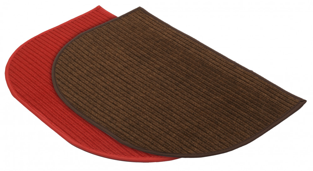 Kuber Industries D-Shape Microfiber Anti Slip 2 Pieces Door Mat (14&#039;&#039; x 23&#039;&#039;,Red &amp; Brown)-KUBMRT12192