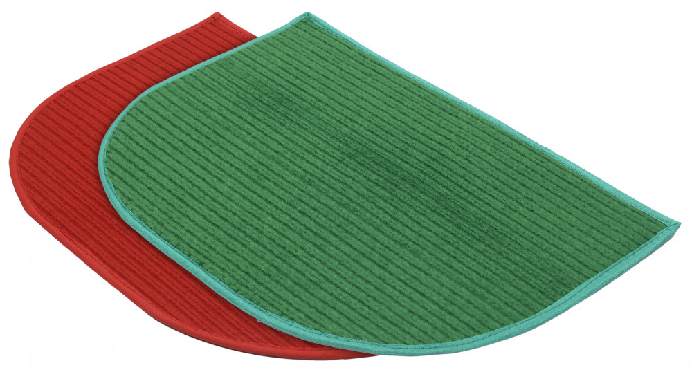 Kuber Industries D-Shape Microfiber Anti Slip 2 Pieces Door Mat (14&#039;&#039; x 23&#039;&#039;,Red &amp; Green)-KUBMRT12186