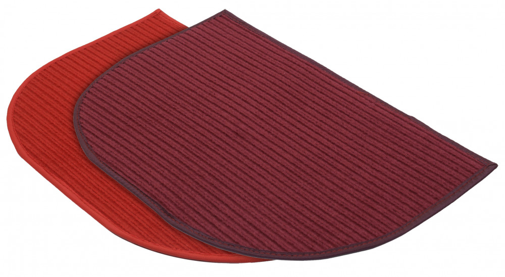 Kuber Industries D-Shape Microfiber Anti Slip 2 Pieces Door Mat (14&#039;&#039; x 23&#039;&#039;,Red &amp; Maroon)-KUBMRT12184
