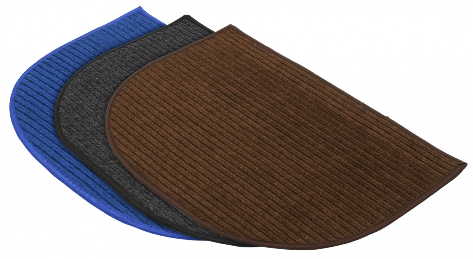 Kuber Industries D-Shape Microfiber Anti Slip 3 Pieces Door Mat (14'' x 23'',Grey & Blue & Brown)-KUBMRT12232