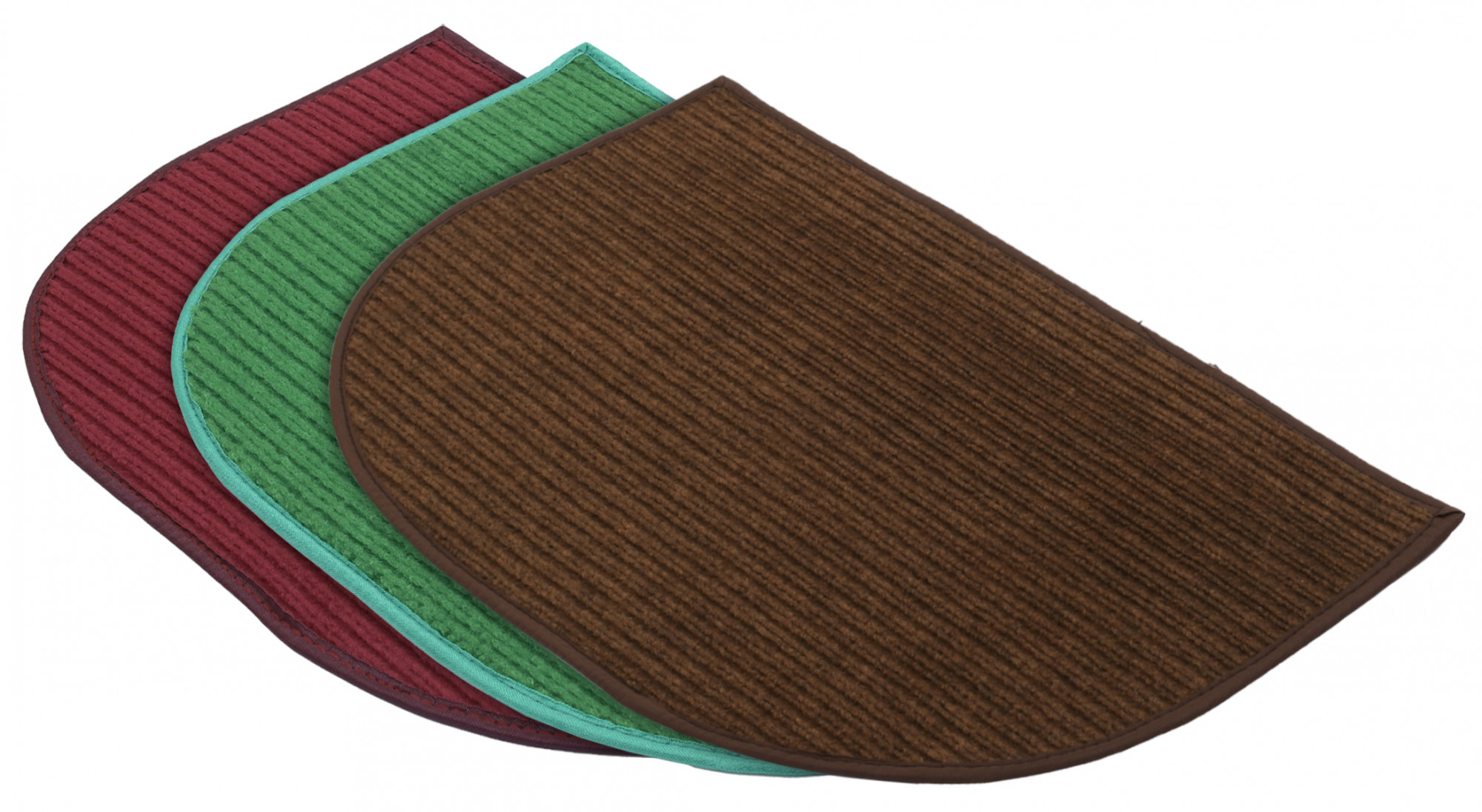 Kuber Industries D-Shape Microfiber Anti Slip 3 Pieces Door Mat (14'' x 23'',Maroon & Green & Brown)-KUBMRT12226