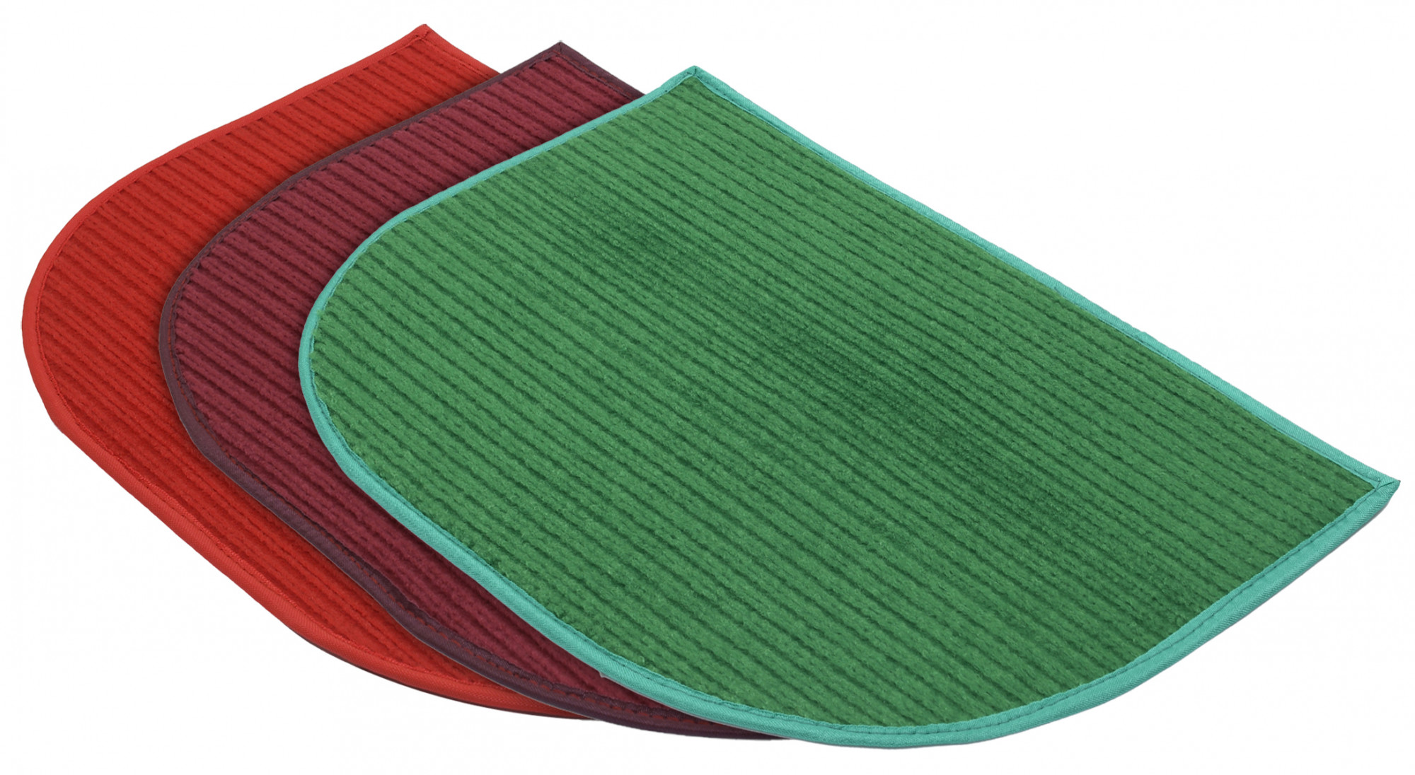 Kuber Industries D-Shape Microfiber Anti Slip 3 Pieces Door Mat (14'' x 23'',Red & Maroon & Green)-KUBMRT12214