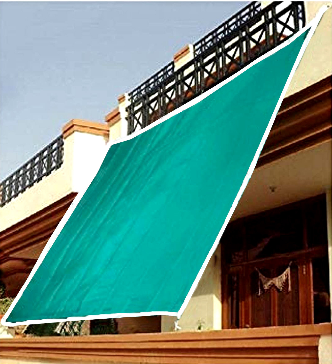 Kuber Industries Dark Green Sun Shade Sail Square Canopy - Permeable UV Block Fabric Durable Outdoor-15 x 12 ft. (Green)