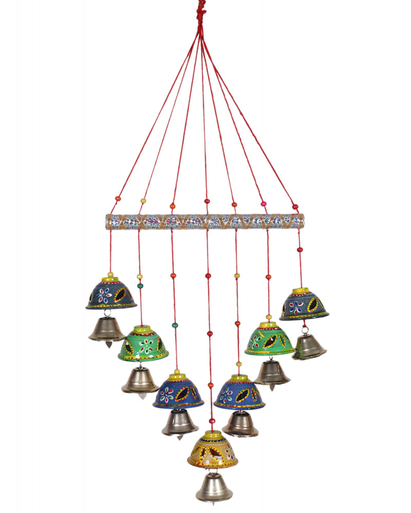 Kuber Industries Decorative Wooden Rajasthani Based Handmade Windchimes With Bells for Home &amp; Balcony Decoration (Multicolor)