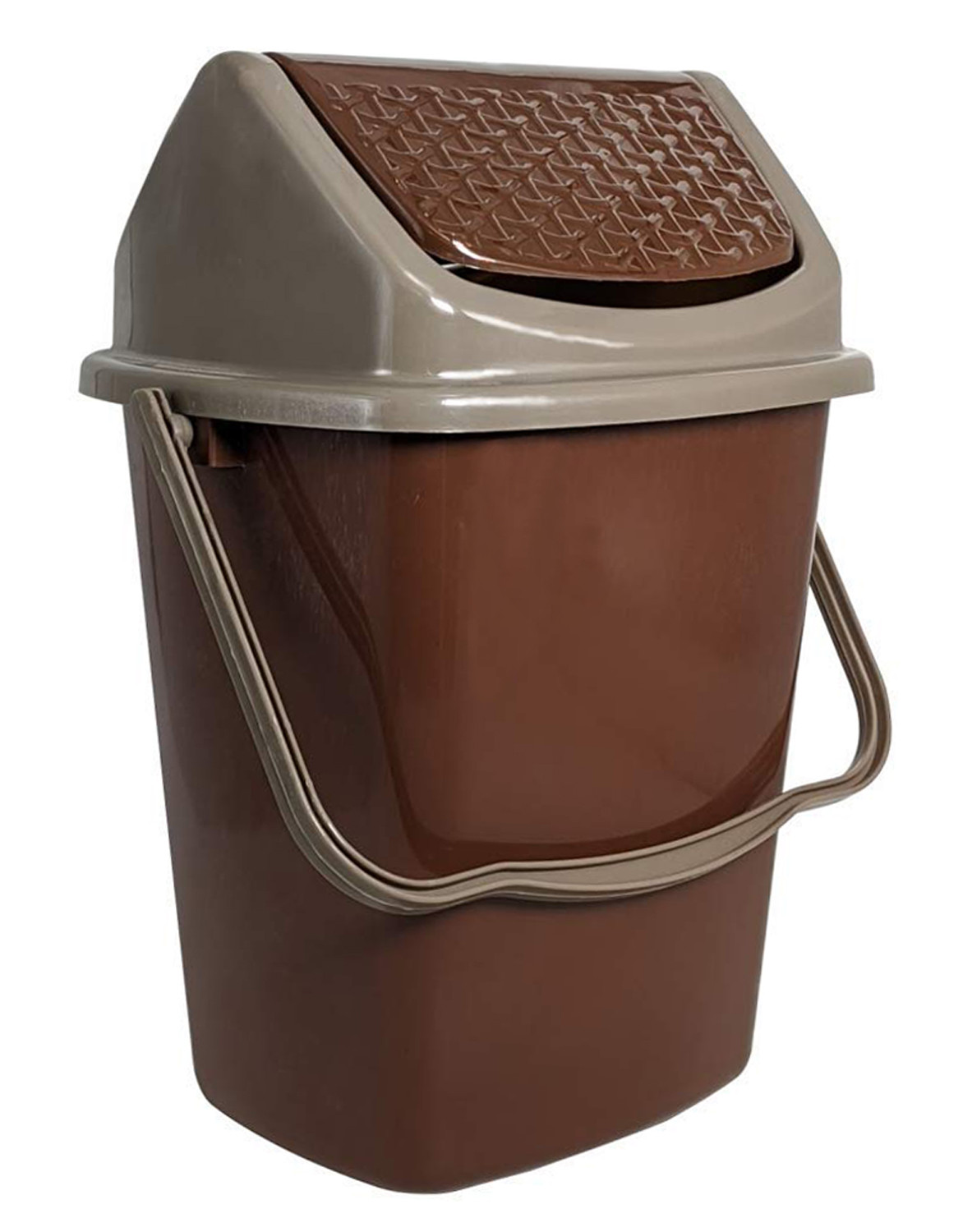 Kuber Industries Delight Plastic Swing  Garbage Waste Dustbin for Home, Office with Handle, 5 Liters (Brown)