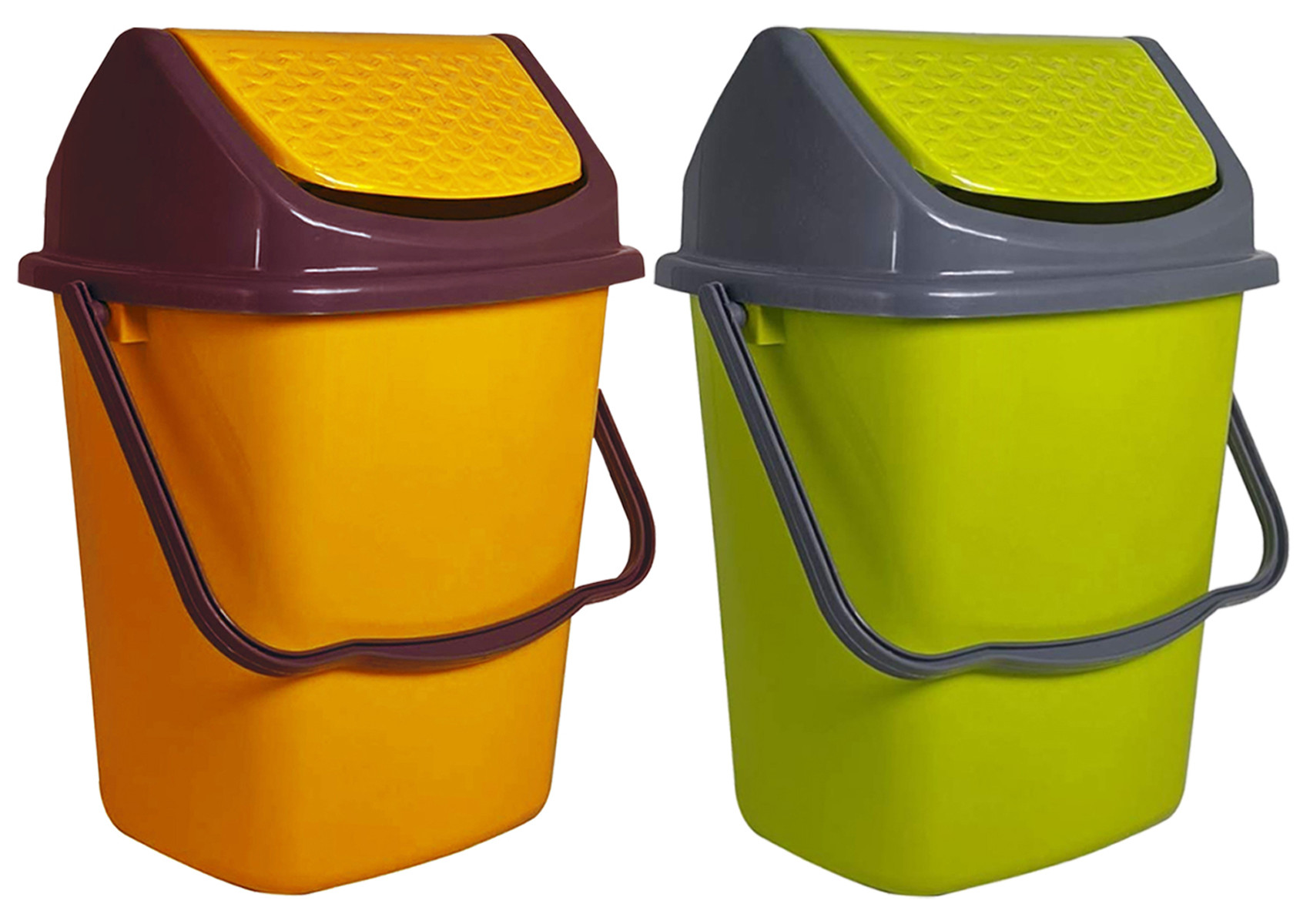 Kuber Industries Delight Plastic Swing  Garbage Waste Dustbin for Home, Office with Handle, 5 Liters (Green & Yellow)