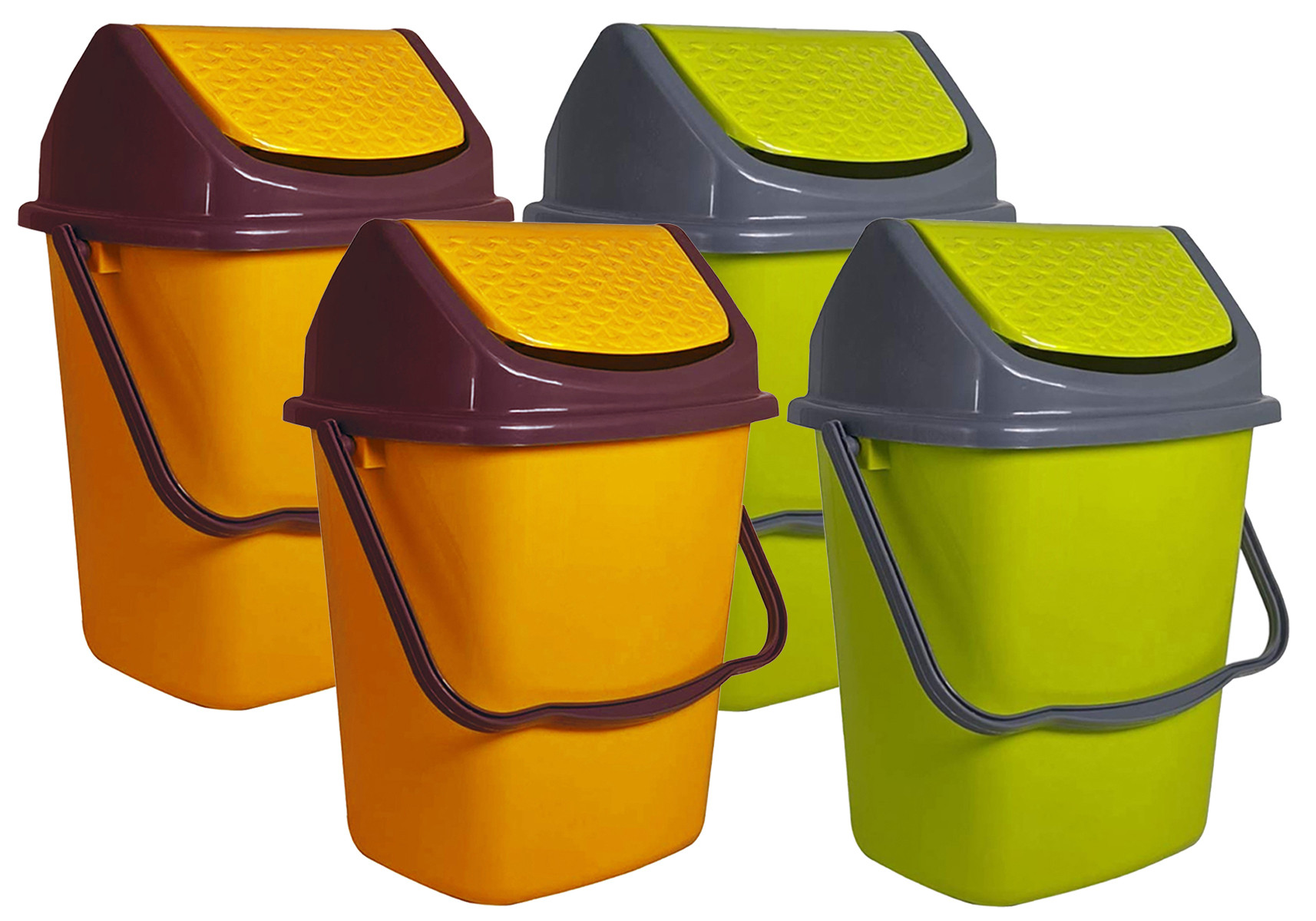 Kuber Industries Delight Plastic Swing  Garbage Waste Dustbin for Home, Office with Handle, 5 Liters (Green & Yellow)