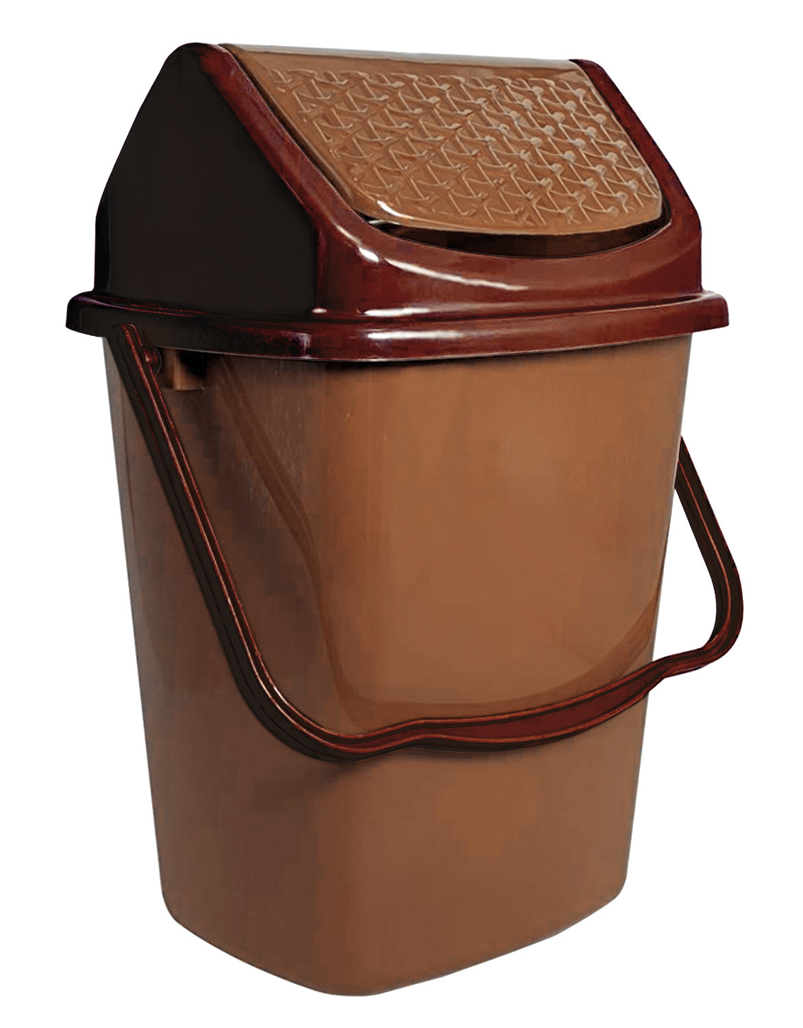 Kuber Industries Delight Plastic Swing  Garbage Waste Dustbin for Home, Office with Handle, 5 Liters (Green & Light Brown)