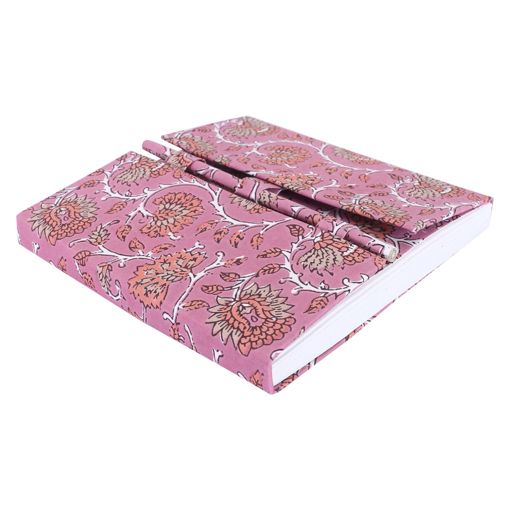Kuber Industries Diary | Cardboard Travel Notebook | Diary for Journey | Leaf Pen-Diary | Diary for Writing Thoughts &amp; Memories | Relieve Stress | Light Pink