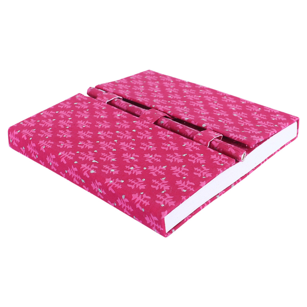 Kuber Industries Diary | Cardboard Travel Notebook | Diary for Journey | Pink Leaf Pen-Diary | Diary for Writing Thoughts &amp; Memories | Relieve Stress | Pink