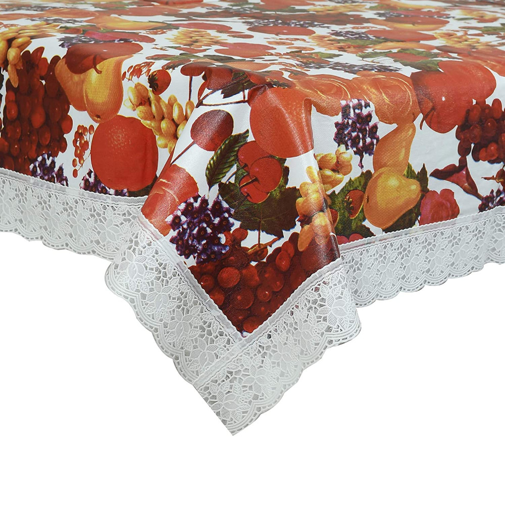 Kuber Industries Dining Table Cover Tablecloth Waterproof Protector 6 Seater With Fruit Printed, 60 X 90 Inches Rectangle (Red)