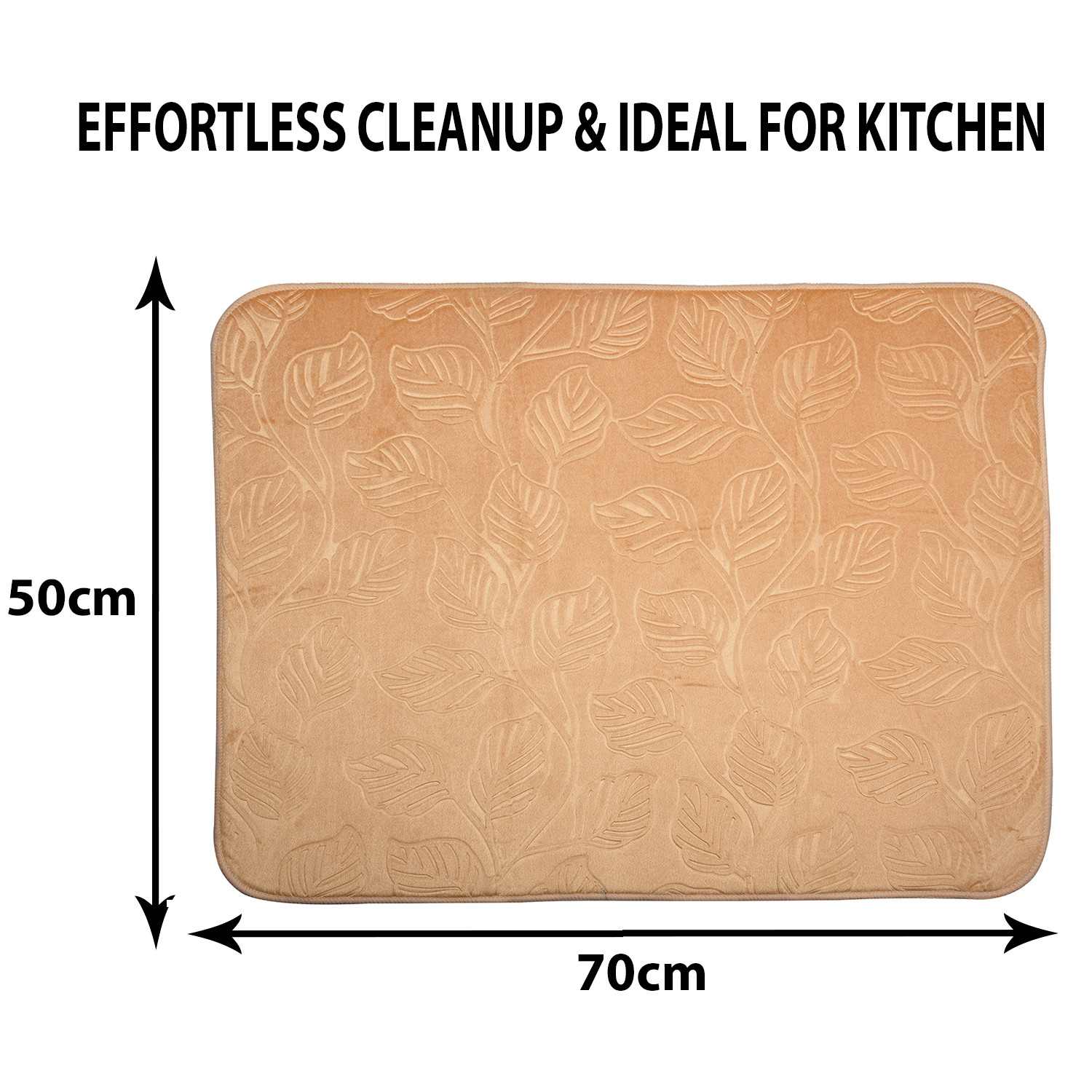 Kuber Industries Dish Dry Mat | Microfiber Drying Mat | Kitchen Drying Mat | Self Dish Dry Mat | Water Absorbent Kitchen Mat | Embossed Dish Dry Mat | 50x70 | Golden