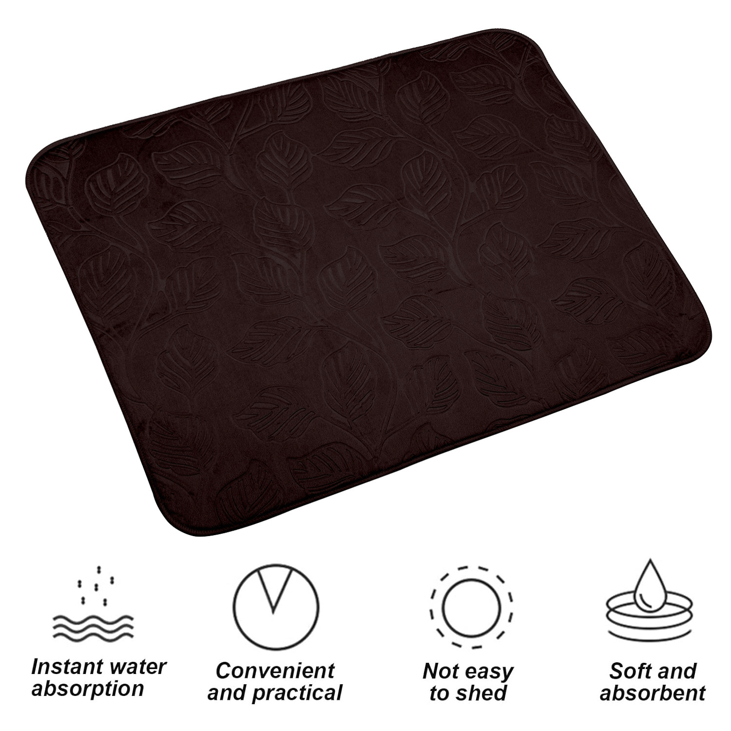 Kuber Industries Dish Dry Mat | Microfiber Drying Mat | Kitchen Drying Mat | Self Dish Dry Mat | Water Absorbent Kitchen Mat | Embossed Dish Dry Mat | 50x70 | Brown